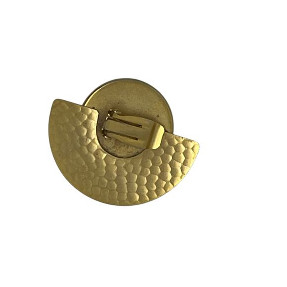 Gold Teardrop Coin Clip-On Earring Boho Bohemian Statement Drop Hammered Charms - Picture 3 of 3